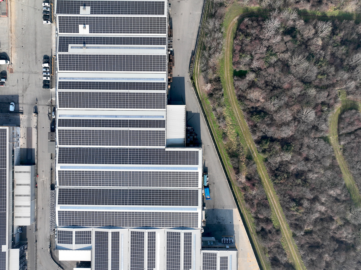 Impianto fotovoltaico a Lumezzane per Azienda Agipres - vista dall'alto